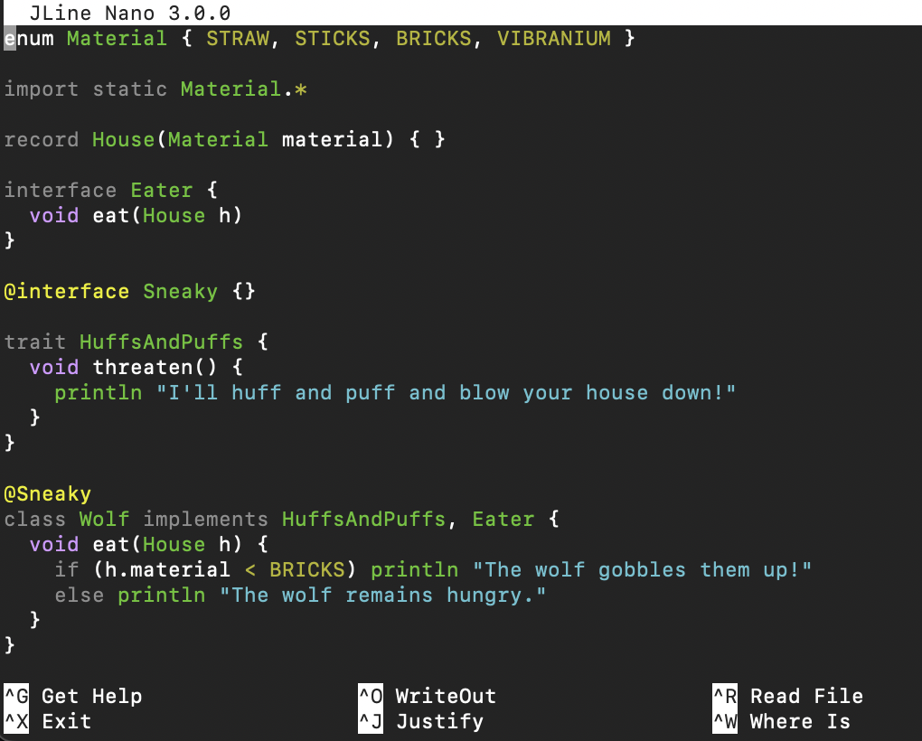 Using the /nano command
