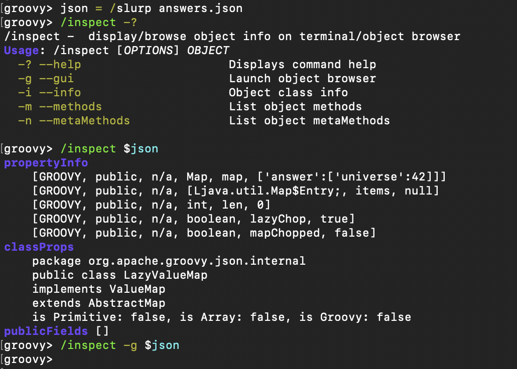 Usage of the /inspect command