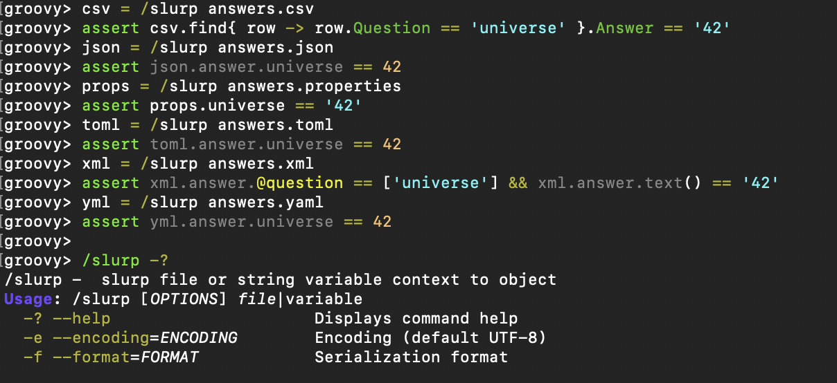 Usage of the /slurp command