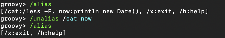 Usage of the /unalias command