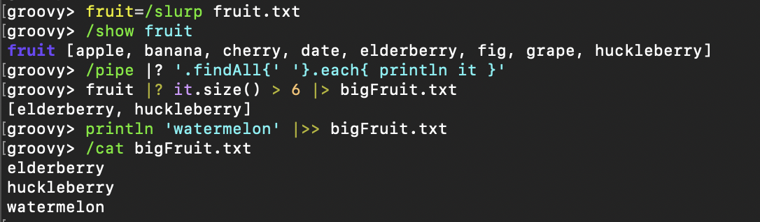 usage of the /pipe command