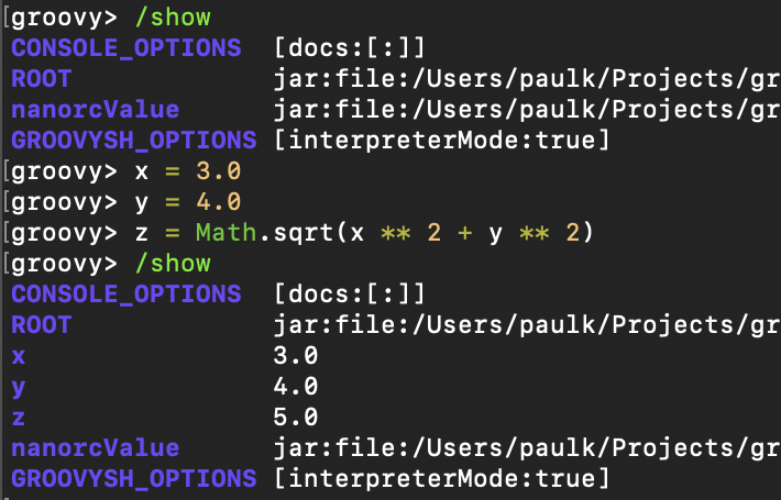 Usage of the /show command