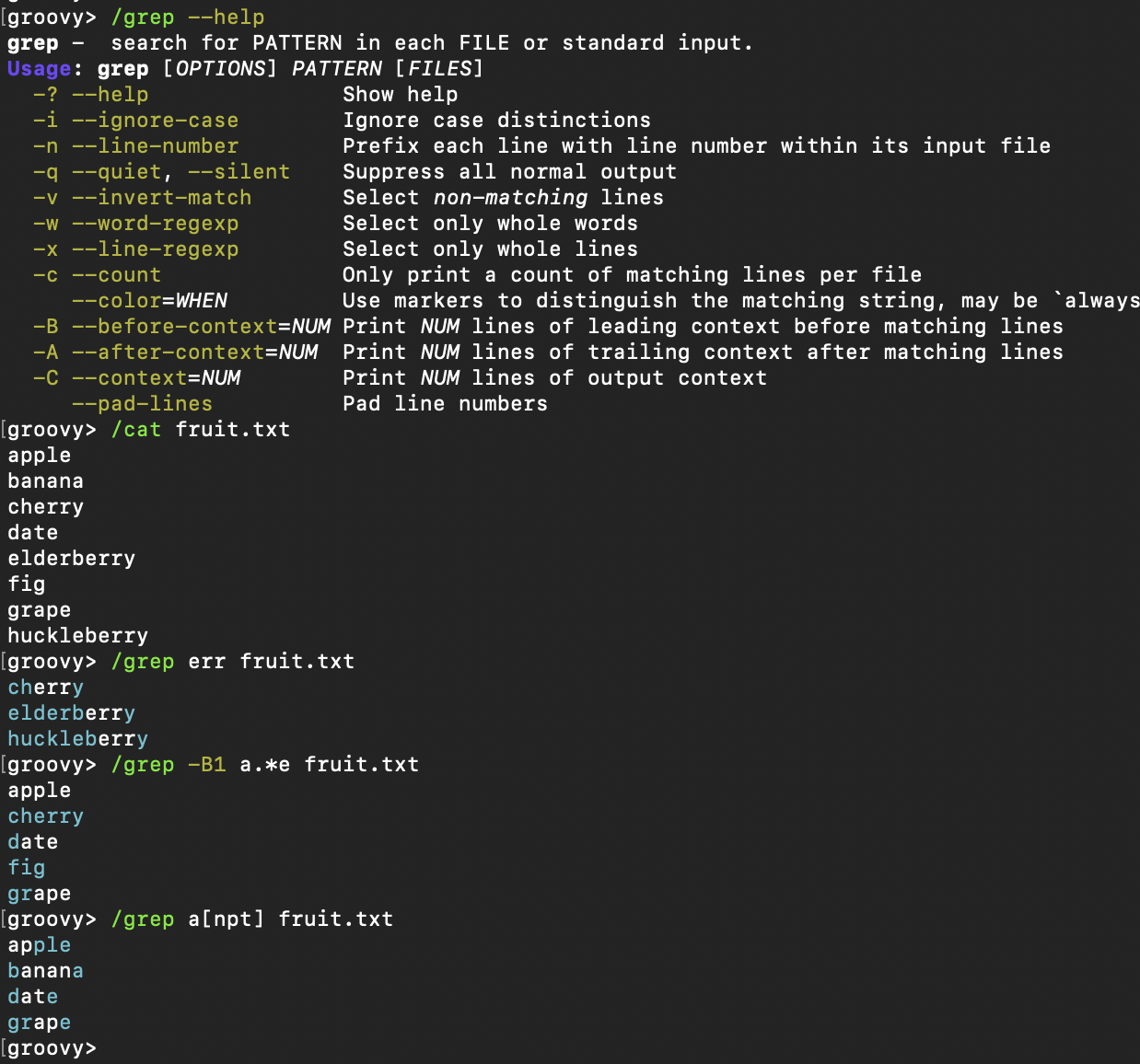 Grep usage